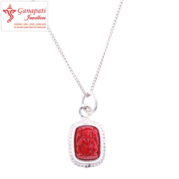 silver ganesh muga pendant design with price