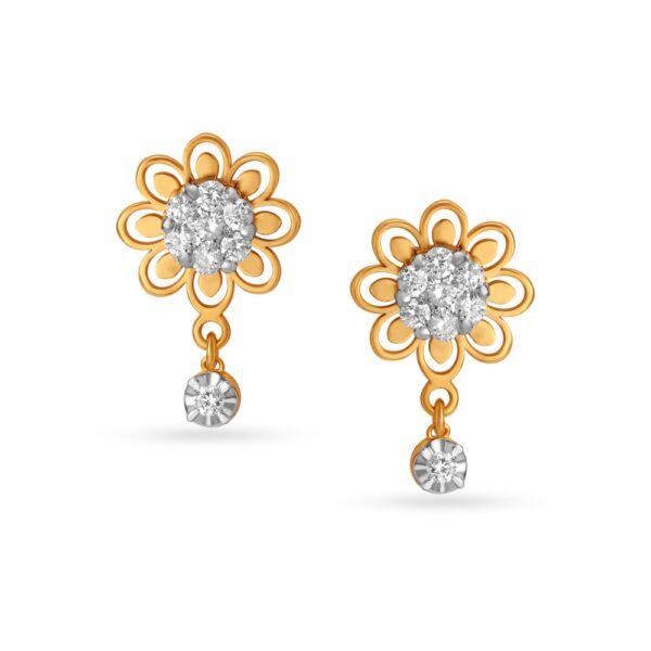Beautiful Flower Diamond Earrings Ganapati Jewellers Nepal 9