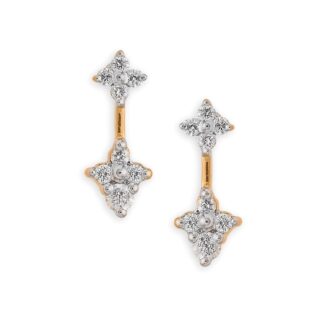 Elegant Dual Flower Diamond Earrings Ganapati Jewellers Nepal
