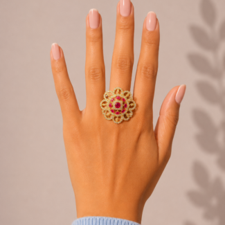 Floral Ruby Ring Ganapati Jewellers Nepal Floral Ruby Ring