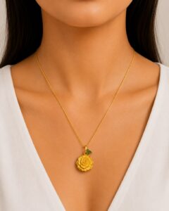 Elegant Gold Rose Pendant Ganapati Jewellers Nepal