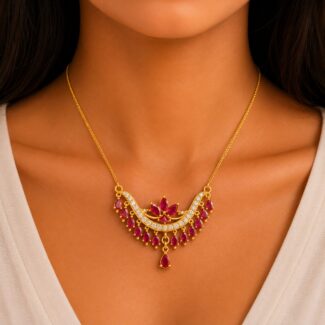 Ruby Floral Statement Necklace Ganapati Jewellers Nepal Ruby Floral Statement Necklace